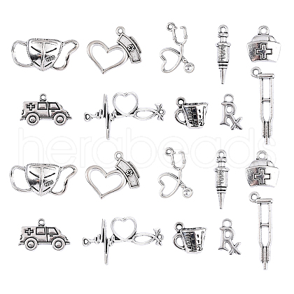 100pcs 10 Styles Tibetan Style Alloy Pendants TIBEP-CJ0001-44-1
