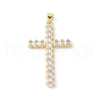 Brass Micro Pave Cubic Zirconia Pendants KK-P294-04G-1