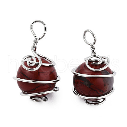 Natural Red Jasper Pendants G-N333-013E-1