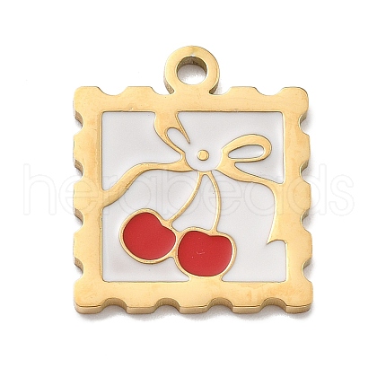 304 Stainless Steel Enamel Pendants STAS-R169-03A-G-1