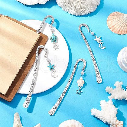 4Pcs Alloy Hook Bookmarks AJEW-JK00380-1