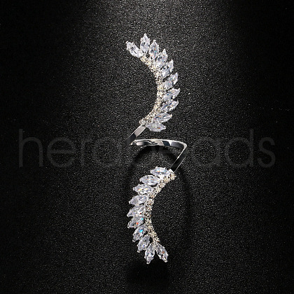 Leaf Brass with Crystal Rhinestone Cuff Rings for Women FS-WG16B57-01-1
