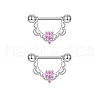 304 Stainless Steel Pink Cubic Zirconia Nipple Rings WGE5BE3-10-1