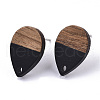 Resin & Walnut Wood Stud Earring Findings MAK-N032-002A-B01-2