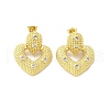 Brass Micro Pave Clear Cubic Zirconia Stud Earrings EJEW-P303-02C-G-4
