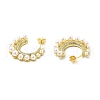 Clear Cubic Zirconia C-shape Stud Earrings with ABS Pearl Beaded EJEW-E273-09LG-3