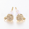 Brass Micro Pave Cubic Zirconia Stud Earring Findings ZIRC-E132-11B-G-1