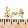 Brass Pave Clear Cubic Zirconia Bee European Dangle Charms KK-K293-73G-3