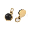 Ion Plating(IP) Natural Black Onyx(Dyed & Heated) Half Round Charms with Jump Ring STAS-A097-05G-10-2