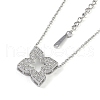 Clover Stainless Steel with Clear Cubic Zirconia Pendant Necklaces for Women NJEW-G133-01P-1