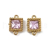 Ion Plating(IP) 304 Stainless Steel Cubic Zirconia Square Links Connector Charms STAS-K256-24G-08-1