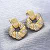 Flower Brass Micro Pave Cubic Zirconia Stud Earrings EJEW-R025-07G-2