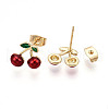 Brass Enamel Stud Earrings EJEW-G430-06C-G-2