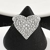 Heart Brass Micro Pave Cubic Zirconia Cuff Rings for Women RJEW-A069-12P-02-1
