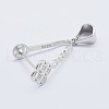 Anti-Tarnish Rhodium Plated 925 Sterling Silver Micro Pave Cubic Zirconia Pendant Bails X-STER-E054-13P-1