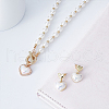 ANATTASOUL ABS Plastic Pearl Heart Pendant Necklace with Beaded Chains & Dangle Stud Earrings SJEW-AN0001-18-7