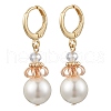 Mother's Day Jewellery Brass Shell Pearl Leverback Earrings EJEW-TA00616-2