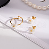 Fashion Stainless Steel Flower Cuff Rings & Stud Earrings Sets for Women WL9140-1-1