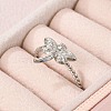 304 Stainless Steel Crystal Rhinestone Cuff Rings for Women RJEW-G338-02P-2