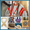 7M Ethnic Style Polyester Jacquard Leaf Ribbon OCOR-WH0085-59-6