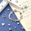 100Pcs 10 Styles Tibetan Style Carved Heart Zinc Alloy Beads TIBEB-CJ0001-18-5
