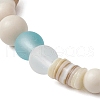 Bohemia Style Natural Fossil & Freshwater Shell & Glass Beads Stretch Bracelets for Women BJEW-JB11865-02-4