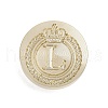 Golden Tone Crown Initial Wax Seal Brass Stamp Heads AJEW-A065-01L-1