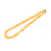 Round Natural Yellow Jade Beaded Necklaces NJEW-F327-02B-04-01-2