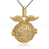 Golden Tone Brass Hollow Round Cage Pendants KK-J230-09G-3