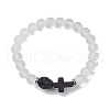 Halloween Skull & Cross Dyed Synthetic Turquoise Bracelets BJEW-JB10852-01-1