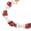 Natural Carnelian(Dyed & Heated) Chip & Round ABS Plastic Imitation Pearl Bag Extension Chains AJEW-BA00147-03-5