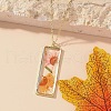Rectangle with Inner Flower Resin Pendant Iron Cable Chain Necklaces for Women FS-WG0F8F1-09-1