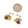 Cherry Natural Mixed Stone Dangle Stud Earrings EJEW-TA00627-3
