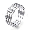 Non-Tarnish 304 Stainless Steel Bamboo Shape Open Cuff Ring RJEW-N040-34-1
