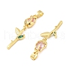 Flower Brass Micro Pave Cubic Zirconia Pendants KK-M325-07G-2