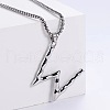 3Pcs Stainless Steel Textured Letter Pendant Box Chain Necklaces LW4134-49-1