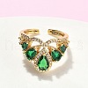 Brass Micro Pave Cubic Zirconia Adjustable Cuff Rings RJEW-C131-02G-2