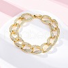 Brass Micro Pave Clear Cubic Zirconia Curb Chain Bracelets for Women BJEW-A034-04B-G-1