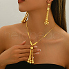 Brass Round Beaded Tassel Earrings & Necklaces Sets for Women VL7568-4