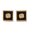 6 Pair 2 Color Square & Flower Acrylic Stud Earrings EJEW-A024-08-3