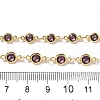 Brass Purple Cubic Zirconia Flat Round Links Double Layer Necklaces NJEW-C070-01A-G-3