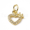 Brass Micro Pave Clear Cubic Zirconia Charms ZIRC-F132-38G-1