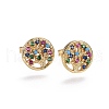 Brass Micro Pave Cubic Zirconia Stud Earrings EJEW-L224-21G-1