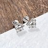 925 Sterling Silver Clear Cubic Zirconia Stud Earrings EJEW-Q032-01C-P-3