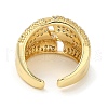 Rack Plating Brass Micro Pave Cubic Zirconia Cuff Finger Rings for Women RJEW-C114-20B-G-3