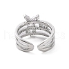 Violet Cubic Zirconia Butterfly Open Cuff Ring RJEW-C061-01P-3
