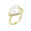 Heart Brass Natural Quartz Crystal Finger Rings RJEW-D304-01G-F-2