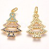 Brass Micro Pave Cubic Zirconia Pendants ZIRC-F086-02G-2