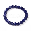 Natural Sesame Jasper Imitation Lapis Lazuli Round Bead Stretch Bracelets BJEW-L593-A08-1-1
