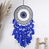 Evil Eye Woven Web/Net with Feather Wall Hanging Decorations PW-WG77758-01-3